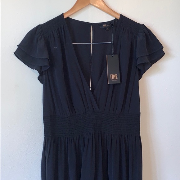 Frye Natalie Ruffle Prairie Midi Silk Dress NEW - Picture 8 of 14